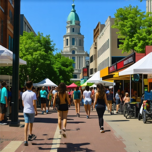 Local businesses and landmarks at a community event in Saint Paul.