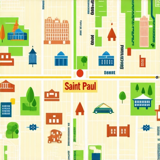 Map highlighting local businesses and landmarks in Saint Paul