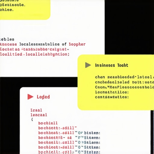 Website code with schema markup snippets demonstrating local business structured data