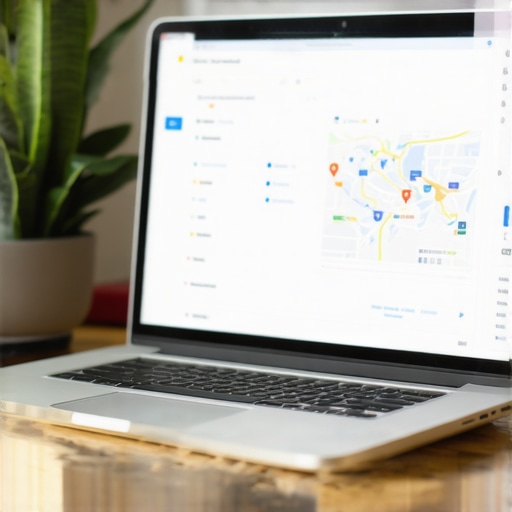 A person analyzing local SEO metrics on a laptop for Google Maps ranking maintenance.