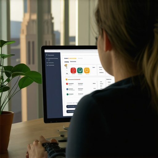 Person reviewing local SEO analytics on a laptop with Saint Paul cityscape in the background.
