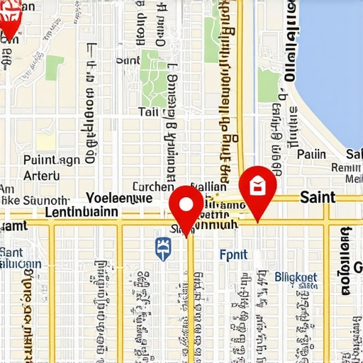 Map of Saint Paul showing business locations and SEO markers