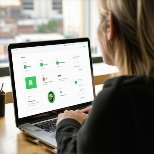 Person analyzing local SEO metrics with cityscape of Saint Paul behind