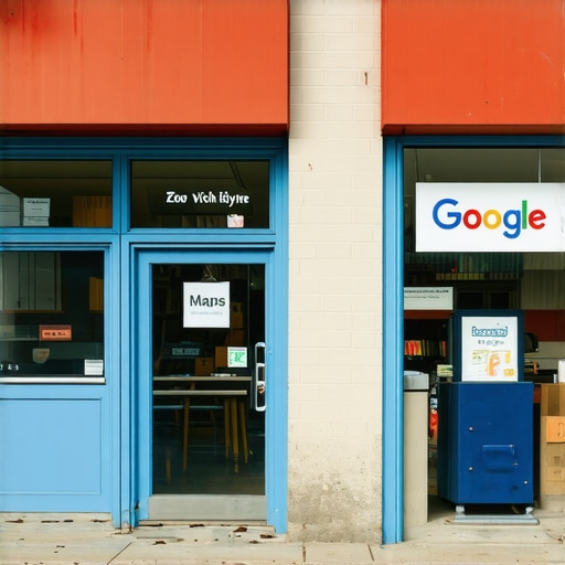 Colorful storefront in Saint Paul with Google Maps signage highlighting local business presence.
