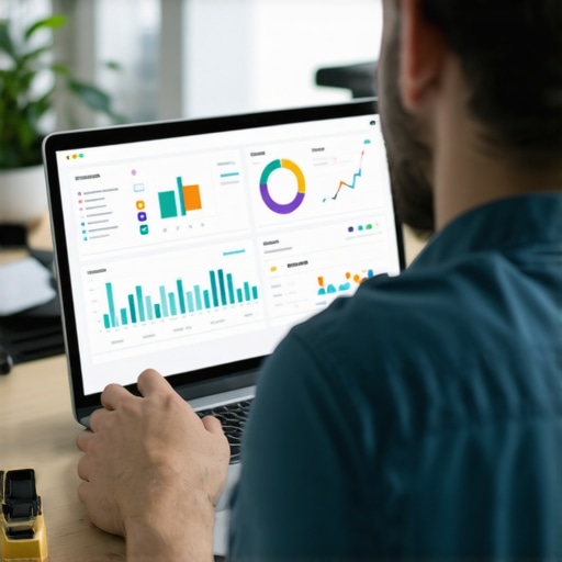Person analyzing SEO performance data on a laptop with charts and graphs related to Saint Paul local SEO