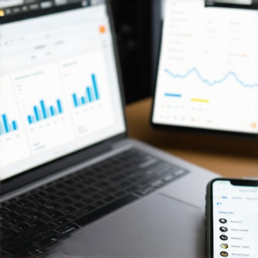 Screenshot of local SEO tools on a computer screen and smartphone