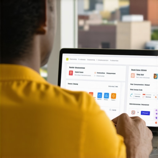 Person analyzing SEO data on laptop with Saint Paul cityscape background.