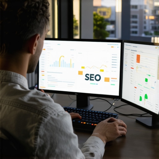 Digital marketer using SEO analytics tools to improve Saint Paul business visibility.