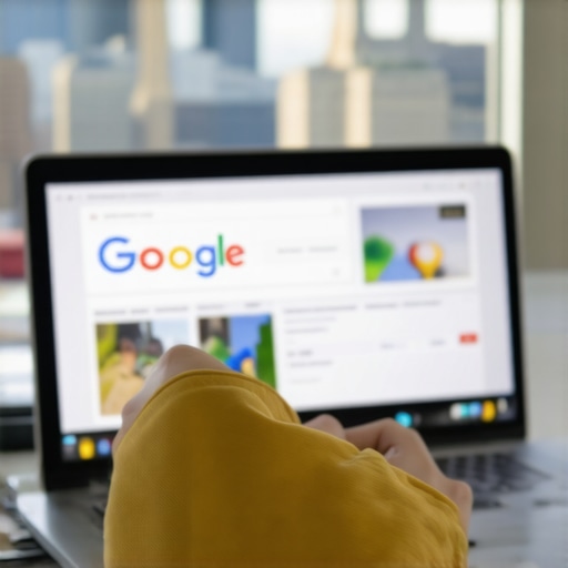 Person editing Google My Business profile on a laptop with Saint Paul landmarks
