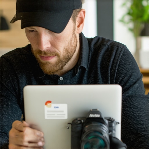 Business owner updating Google My Business profile with laptop in Saint Paul